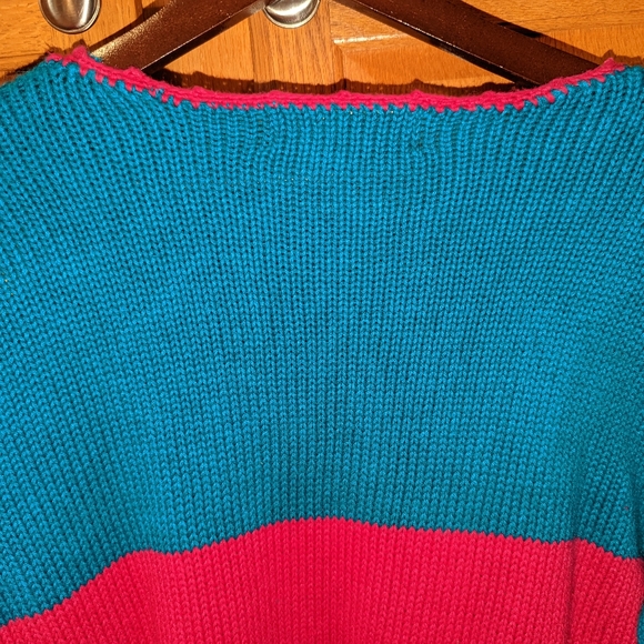 Vintage SKY wear Pink Blue Floral Flower Embellished Women size M Sweater - Picture 11 of 11